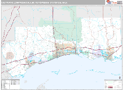 Gulfport-Biloxi-Pascagoula Metro Area Wall Map Premium Style 2024